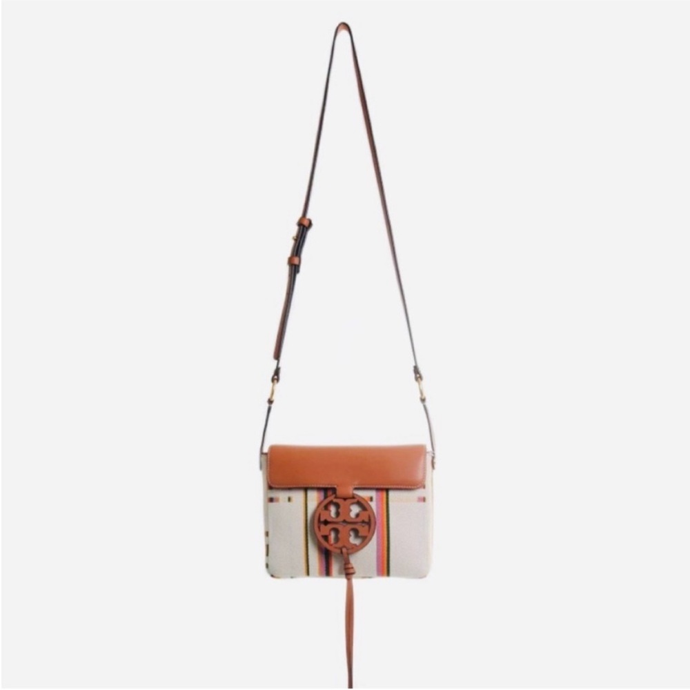 🆕- Tory Burch Miller Striped Plaid Double Weave Crossbody Bag. - Picture 2 of 13